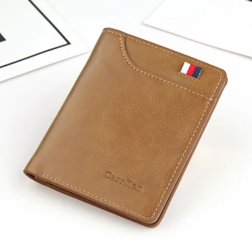 A007-2 Brown Carrken мужской кошелек, сумочка для денег, модный мужской мини-кошелек из мягкой искусственной кожи, держатель для карт, карман для монет, тонкий кошелек, мужской кошелек - Цвет: A007-2 Brown