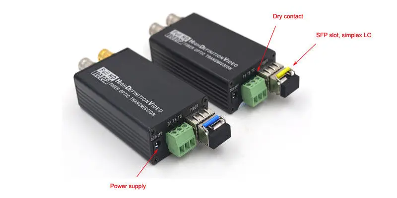 Jyttek 1080P HD SDI волоконно оптический медиаконвертер с сухим контактом SFP LC