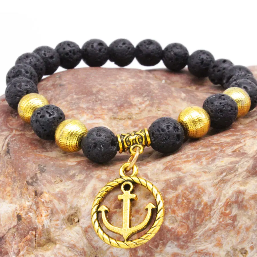 Wv003 оптовая продажа черный вулканический лавовый камень тигровый глаз 8 мм