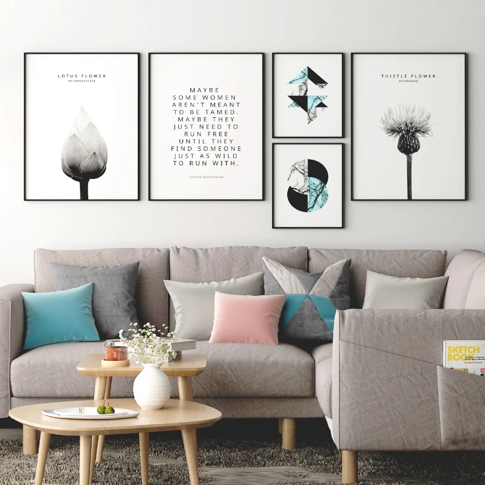 Постеры и принты скандинавский декор цветок лотоса тистль мраморные цитаты
