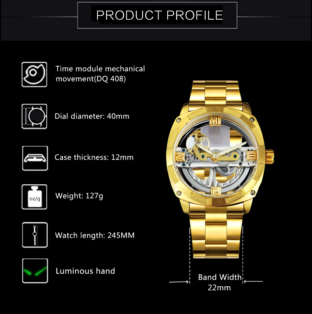 Роскошные Брендовые мужские часы 2019 FORSINING автоматические механические с золотым