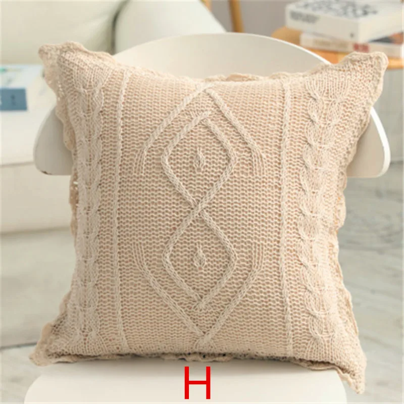 H Новое поступление, ZAKKA, Хлопковый вязаный кружевной чехол для подушки, декоративный чехол для подушки для дома - Цвет: H
