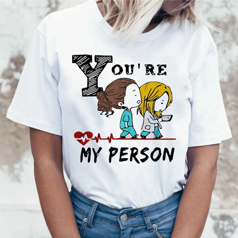 2382 GREYS Anatomy You're My Person новая футболка женская футболка корейский стиль harajuku Женская ulzzang Эстетическая футболка рубашка - Цвет: 2382