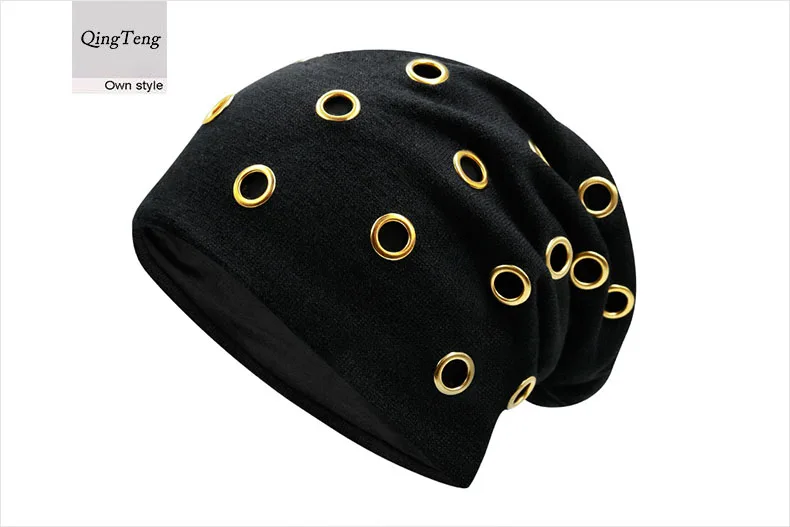 Унисекс новая шапка с кольцами теплая шапочка шляпа панка Gorras зимняя вязаная хип-хоп шапка s шапка вязаная шапка головные уборы для мужчин и женщин