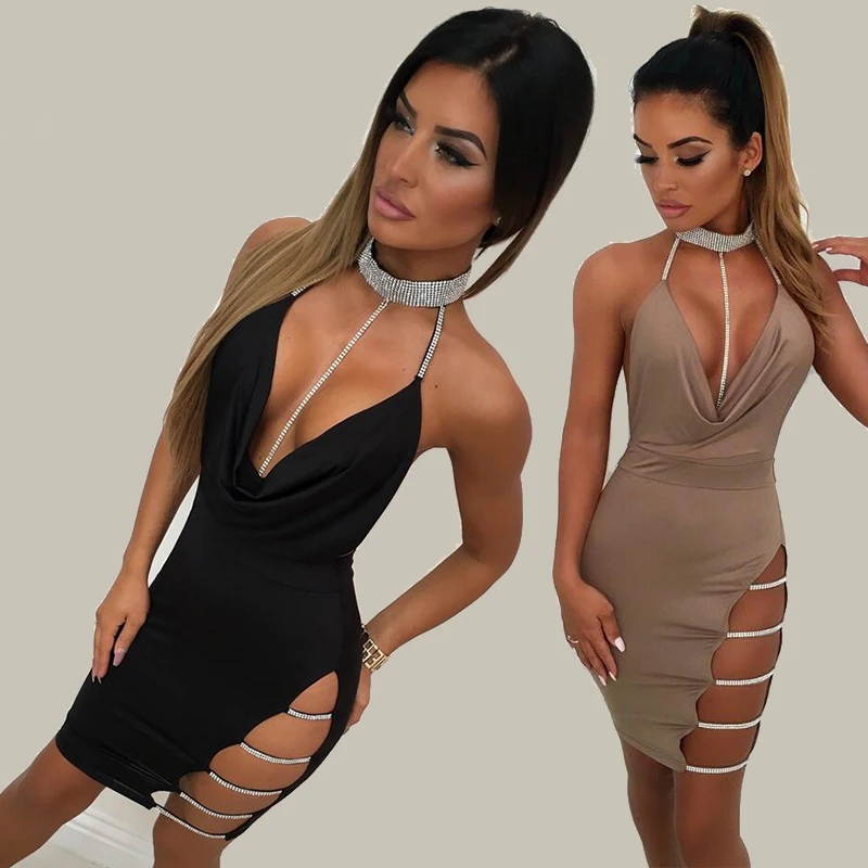 Женское вечернее платье с открытыми плечами v образным вырезом и лямкой на шее