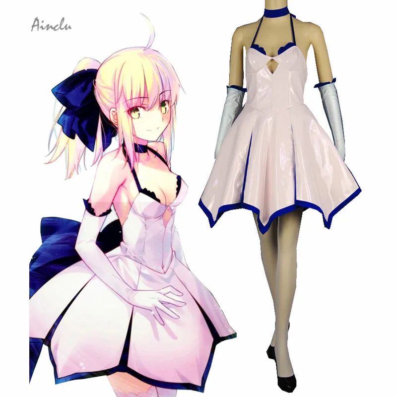 Ainclu/бесплатная доставка Fate stay night Unlimited Blade Works Saber Fantasy Платье для косплея в стиле