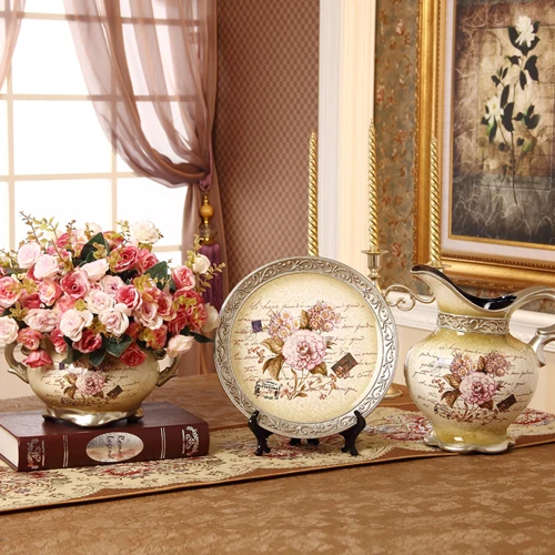 Декоративная искусственная ваза три набора роскошных украшений для гостиной