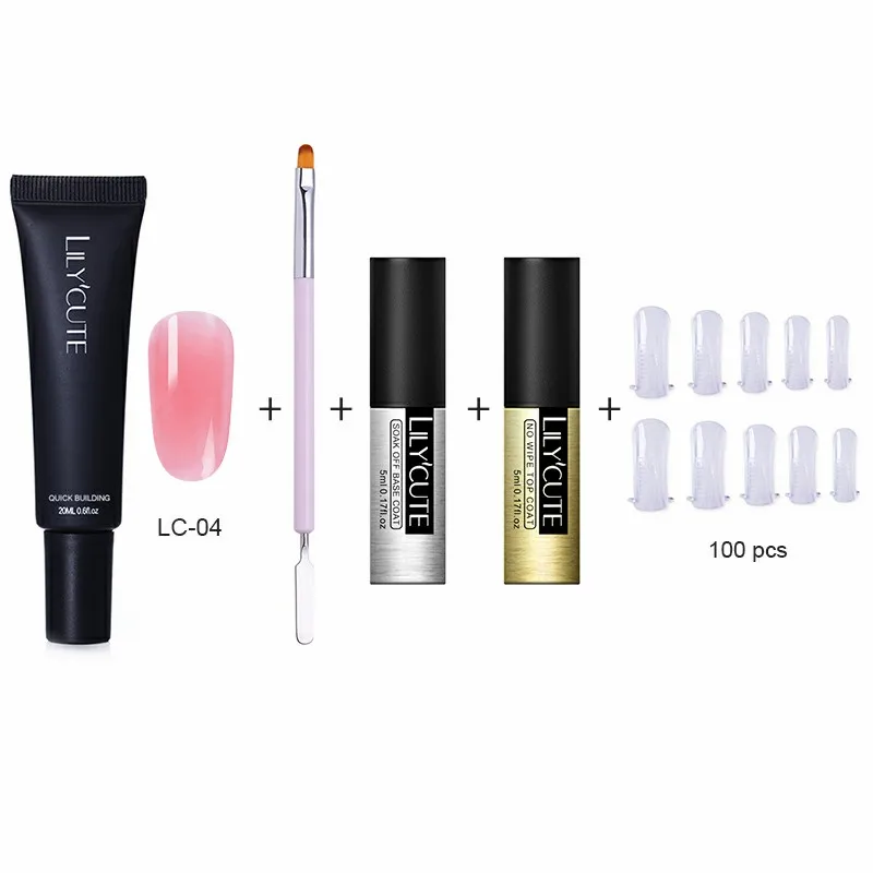 5pcs-LC04 LILYCUTE поли УФ-гель набор акриловый кристалл лак для ногтей набор лак для быстрого наращивания гель розовый, белый, прозрачный СВЕТОДИОДНЫЙ УФ-набор для ногтей - Цвет: 5pcs-LC04