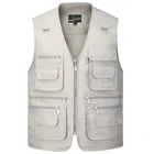 Жилет мужской повседневный со множеством карманов, мешковатое пальто без рукавов, Приталенный жилет фотографа с несколькими карманами, летняя