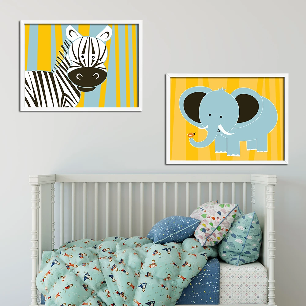 

Animal Cute Cuddly Koala Giraffe Elephant Home Wall Decor Canvas Painting Single Poster Space Art For Children Baby Girl Room