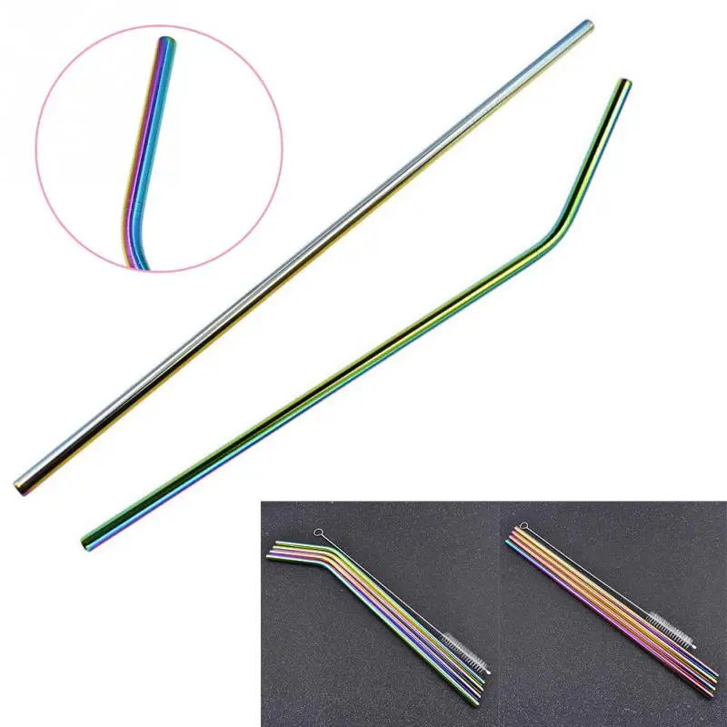 Многоразовые Нержавеющая сталь питьевой изогнутые/прямо соломинки Портативный