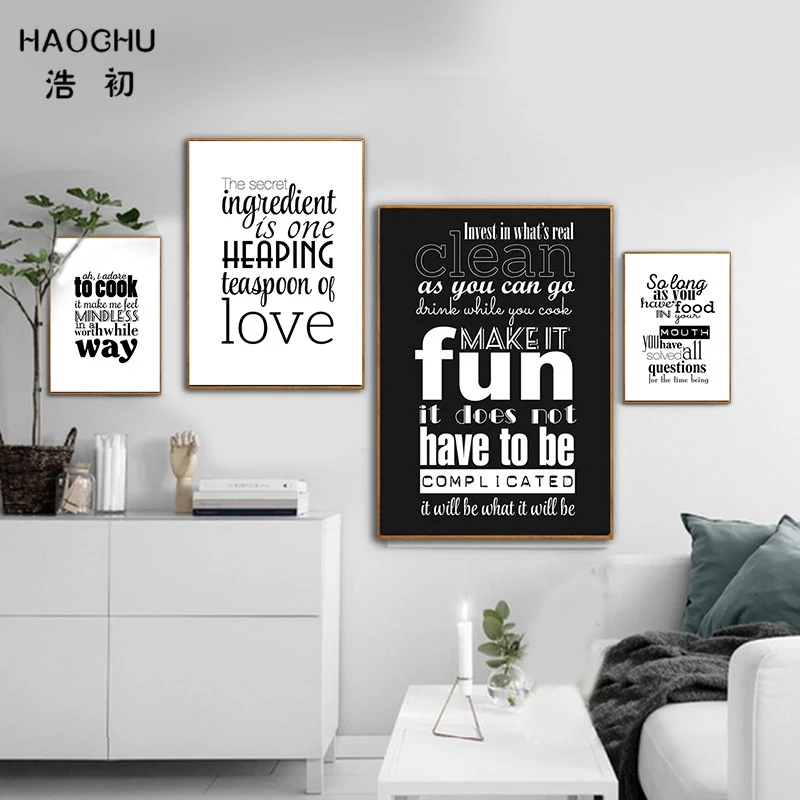 HAOCHU Скандинавское искусство Кука и еды кавычки на стену холст живопись кухня