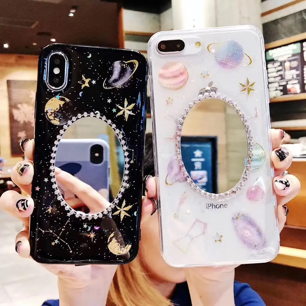 Чехол для iPhone 6 6S 7 8 Plus силиконовый блестящий роскошный зеркальный мягкий чехол