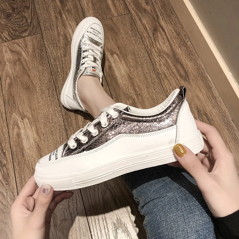 Bling fashion White running shoes for women PU Height Increasing Waterproof sneakers zapatos de mujer MA-134 | Спорт и развлечения