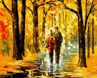 Пары, ходячие в дождливую осеннюю лесу, фотообои для рисования по номерам на холсте, настенные картины для гостиной
