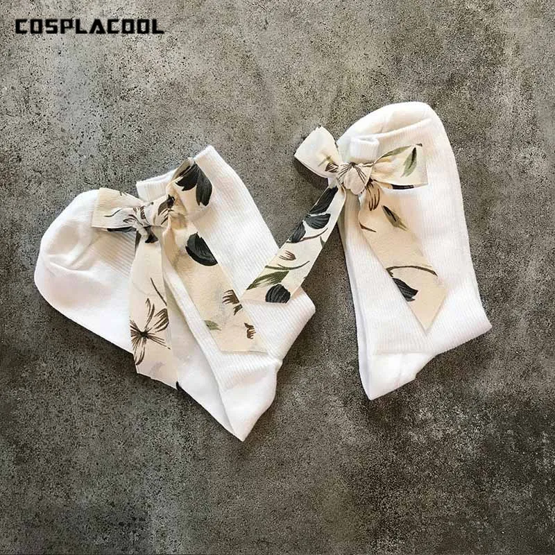 

[COSPLACOOL]Mesh Princess Bowknot Art Flowers Socks Women Candy Color College Style Harajuku Meias Creative Calcetines Mujer