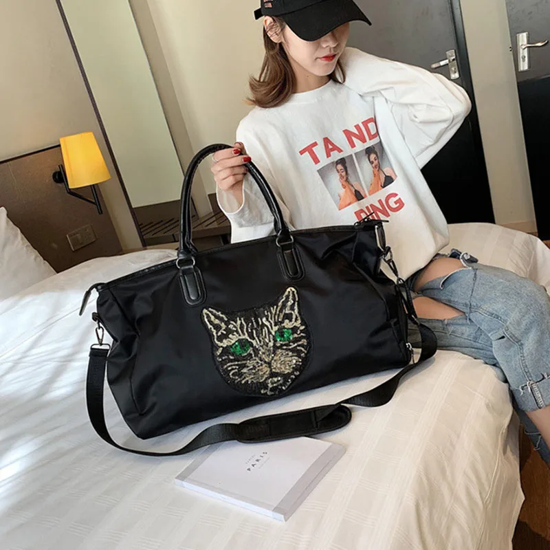 DENUONISS Women Travel Bags Fashion Sequin Nylon Waterproof Large Capacity Luggage Duffle Bag Casual New | Багаж и сумки