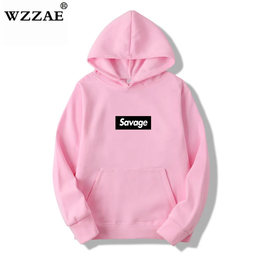 WZZAE Новинка 21 Savage уличная одежда шерсть хлопок Suprem толстовки Parody No Heart X Savage Толстовка для мужчин и женщин хип-хоп - Цвет: Pink 2
