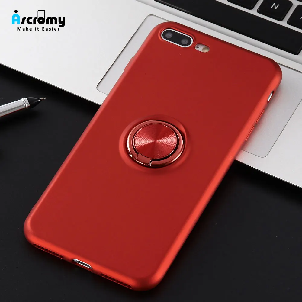 Ascromy чехол для iPhone 7 Plus роскошный силиконовый ударопрочный с кольцом держатель Apple
