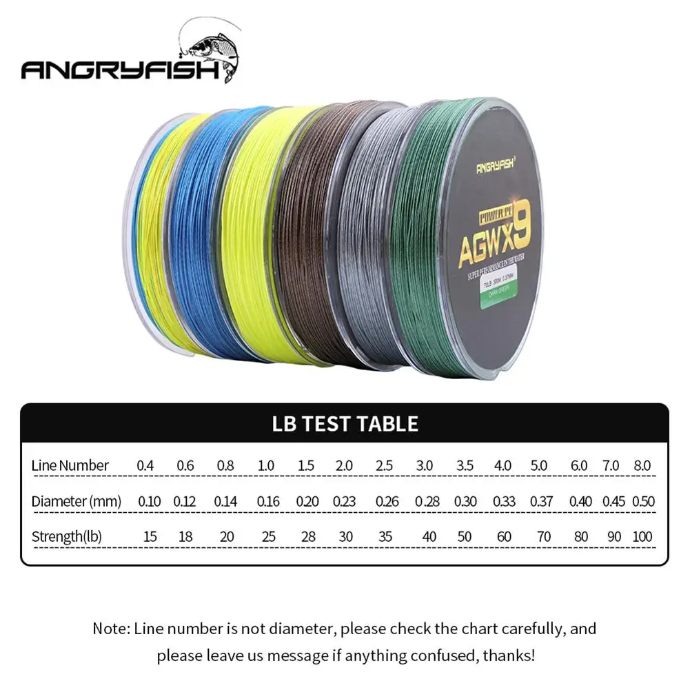 

ANGRYFISH Diominate X9 PE Line 9 300 /327yds 15LB-100LB