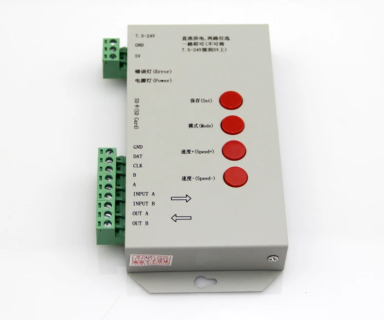 

10 pcs/lot Best Quality DC5~24V T-1000S RGB Controller T1000S SD Card WS2801 WS2811 WS2812B LPD6803 LED 2048 Pixels Controller