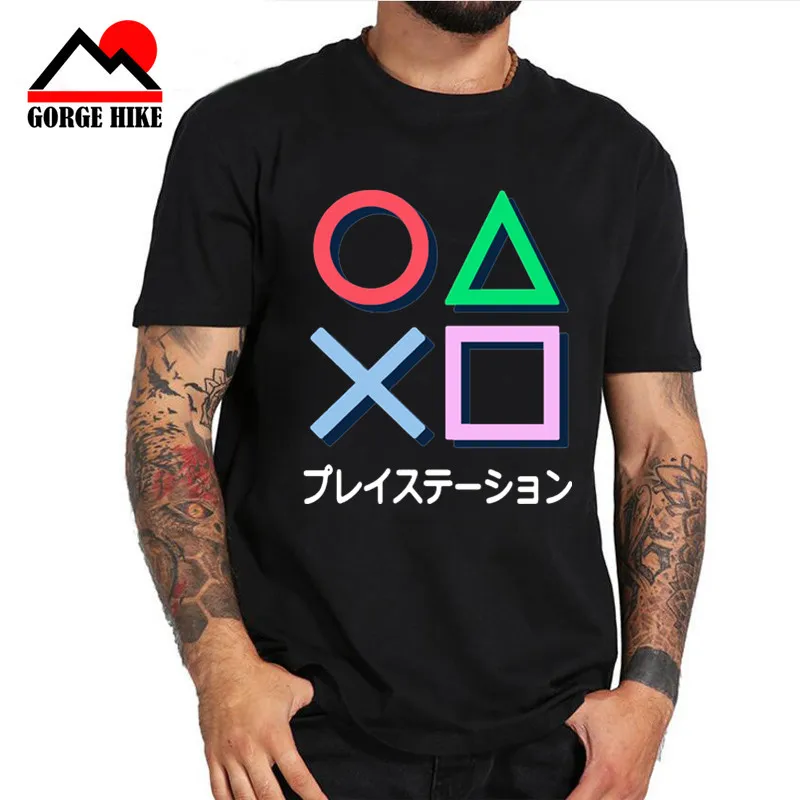 Мужская футболка с принтом Playstation PS забавная для мальчиков на пуговицах X-BOX