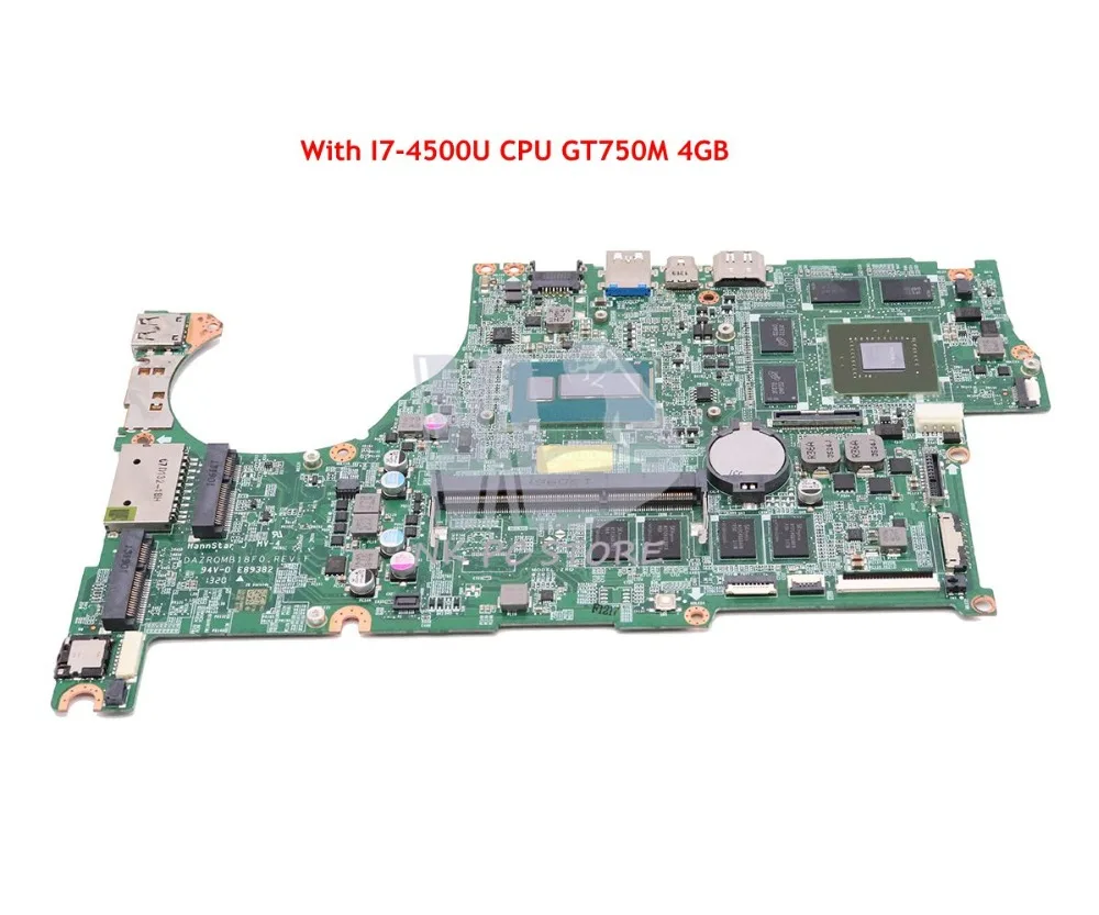 

NOKOTION DAZRQMB18F0 NBMB611001 For Acer aspire V5-573 V5-573G Laptop Motherboard SR16Z I7-4500U CPU GT750M 4GB