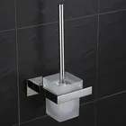 Современный настенный держатель для туалетной щетки из нержавеющей стали, полка, органайзер для туалетной щетки с матовым стеклом из матового никеля