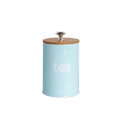 BLUE-TEA Креативные деревянные емкости для хранения, стальные кухонные принадлежности, Многофункциональные цветные банки для чая, кофе, сахара, квадратный футляр, чехол для дома - Цвет: BLUE-TEA