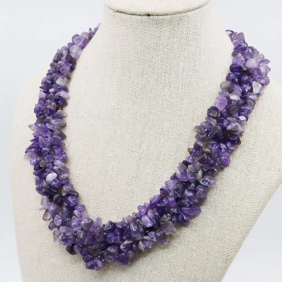 Ожерелье из натуральной фиолетовой искусственной кожи 3 ряда ювелирные изделия