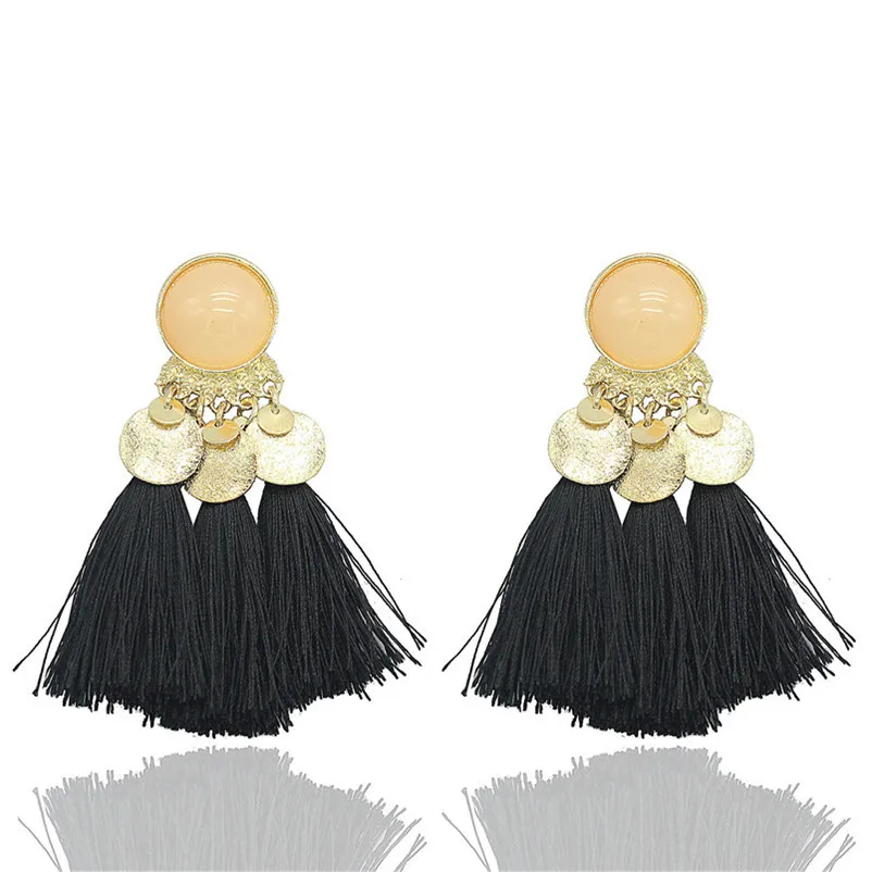 Женские серьги гвоздики в богемном стиле с кисточками|round stud earrings|stud earringsstud earrings