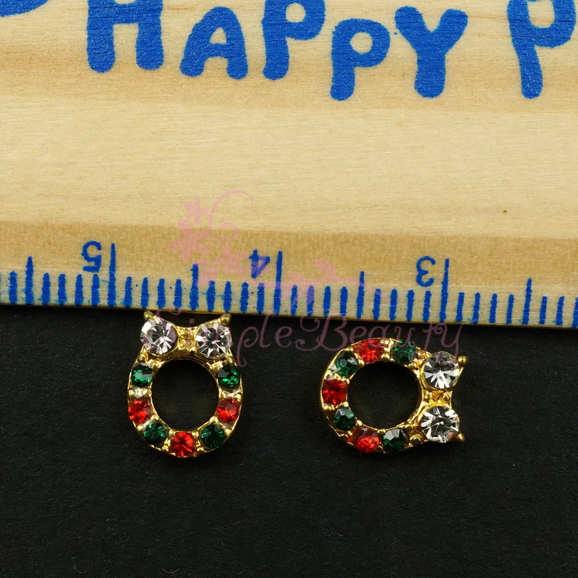 Шармы в виде венка из красных и зеленых кристаллов 9 х7 мм 20 шт./лот | Красота