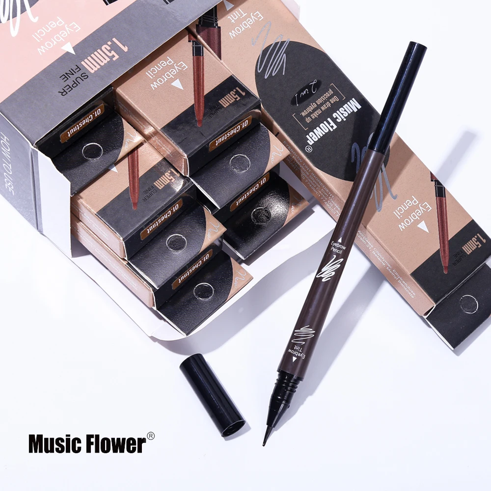 Music Flower 3 цвета двухсторонний инструмент для карандаш для бровей+ Жидкий Макияж для бровей натуральный Водонепроницаемый стойкий для бровей усилители