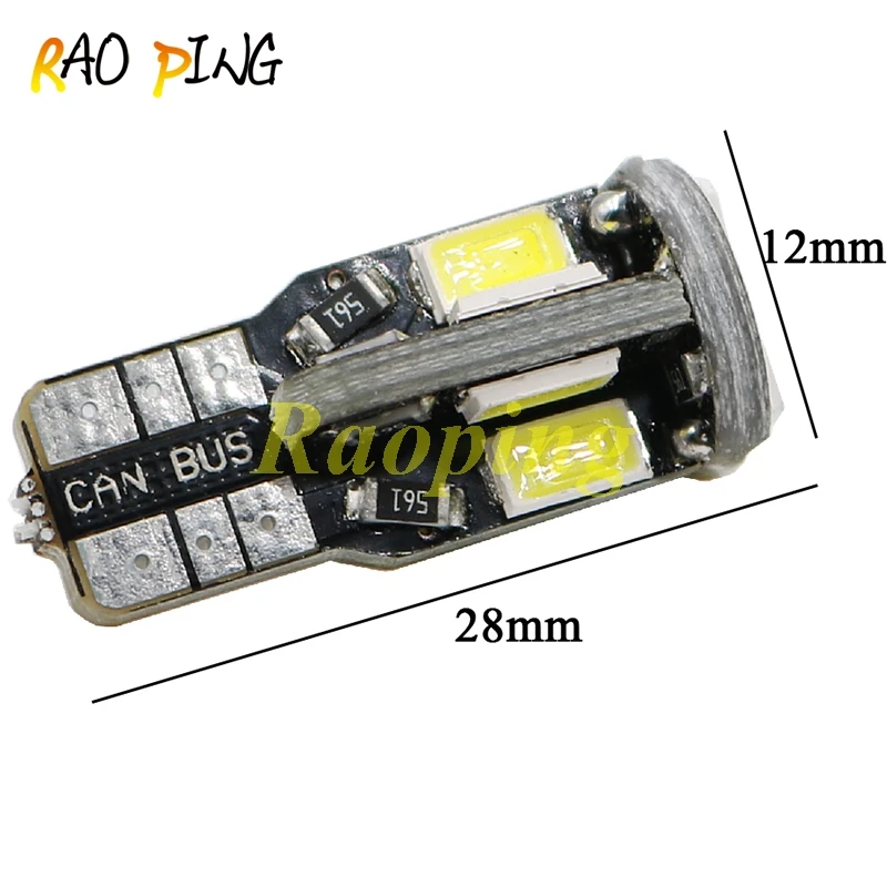 Raoping 50 шт. T10 W5W Led Canbus 194 168 5730 10SMD без ошибок 12 В автомобильные лампы индикатор