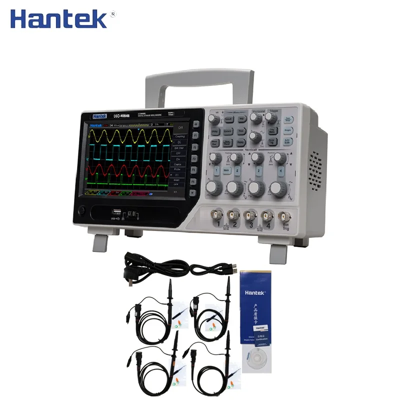 Hantek DSO4104B цифровой запоминающий осциллограф USB 4 Каналы 100 МГц ПК ЖК-дисплей Osciloscopio НЧ-динамик, Bluetooth диагностический инструмент 7 дюймов Дисплей