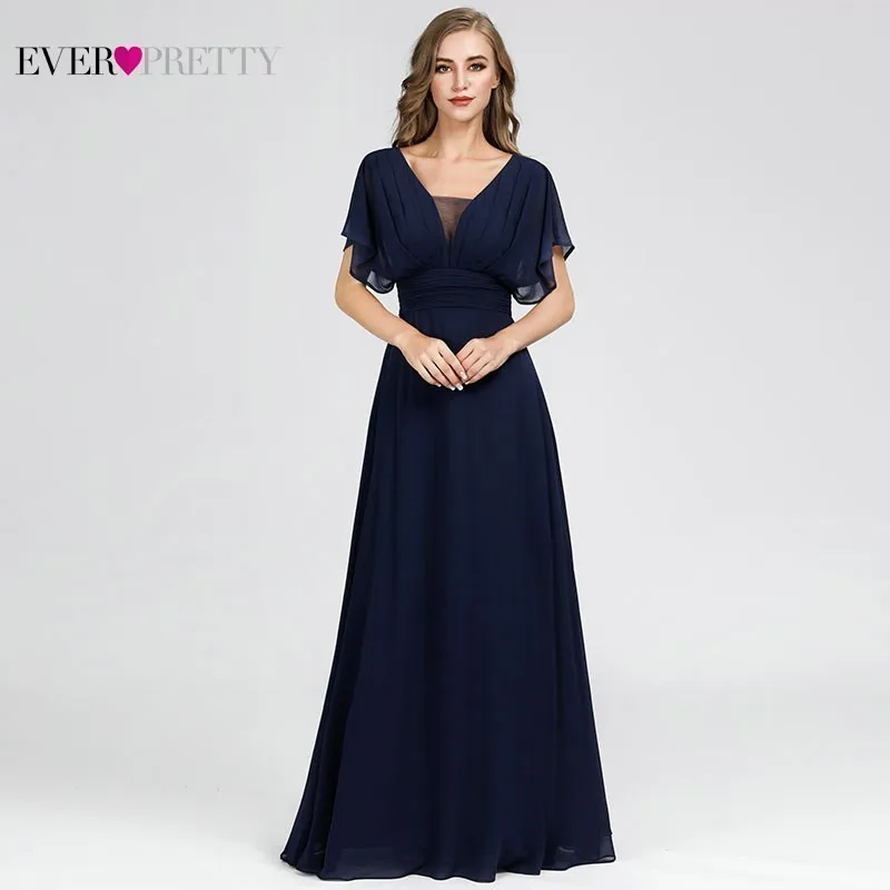 Элегантные Длинные Выпускные платья Ever Pretty A-Line V-образным вырезом с коротким