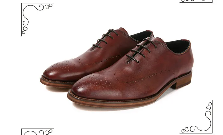 

Youth Round Toe Genuine Leather Carved Lace Up Dress Shoes Men Handmade Pointed Toe Youth Office Work Shoes Free Shipping