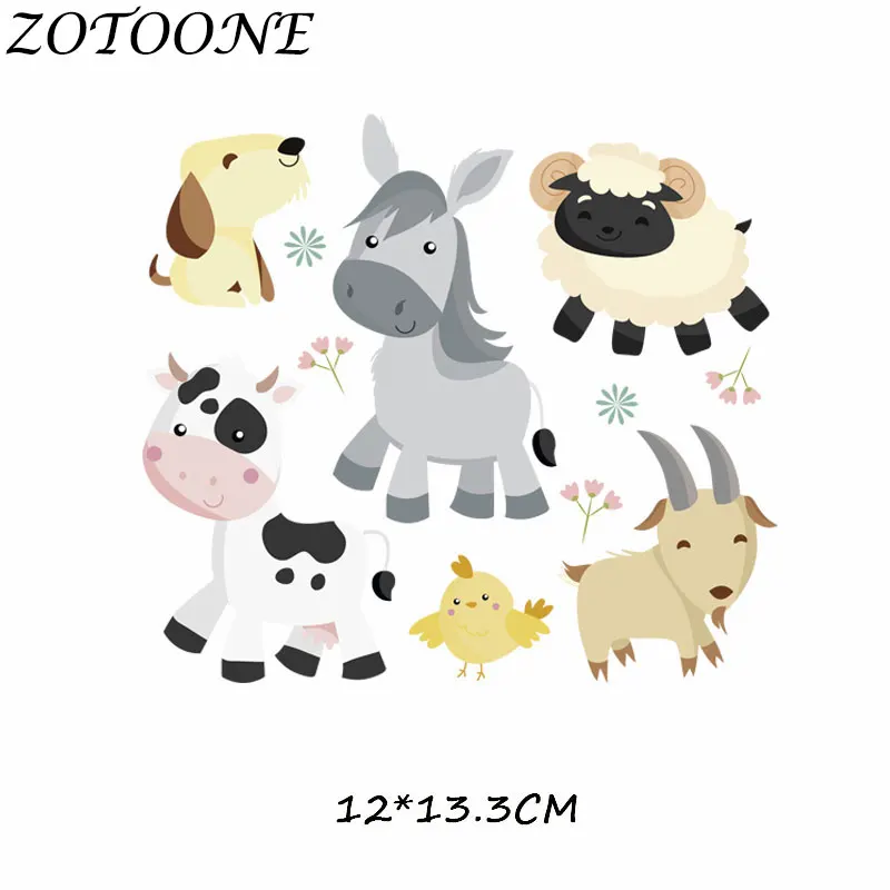ZOTOONE DIY нашивки с теплопередачей для аппликация на одежду Детская одежда украшения милый мультфильм животных сочетание железа на нашивках - Цвет: 542