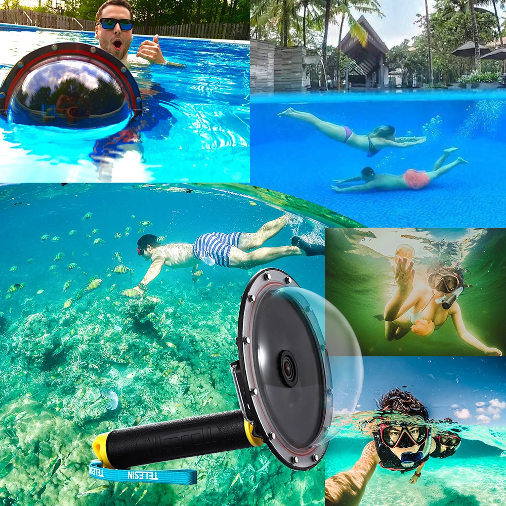 Купол TELESIN 6 дюймов с водонепроницаемым чехлом для GoPro Hero 4 3 + корпус купольного