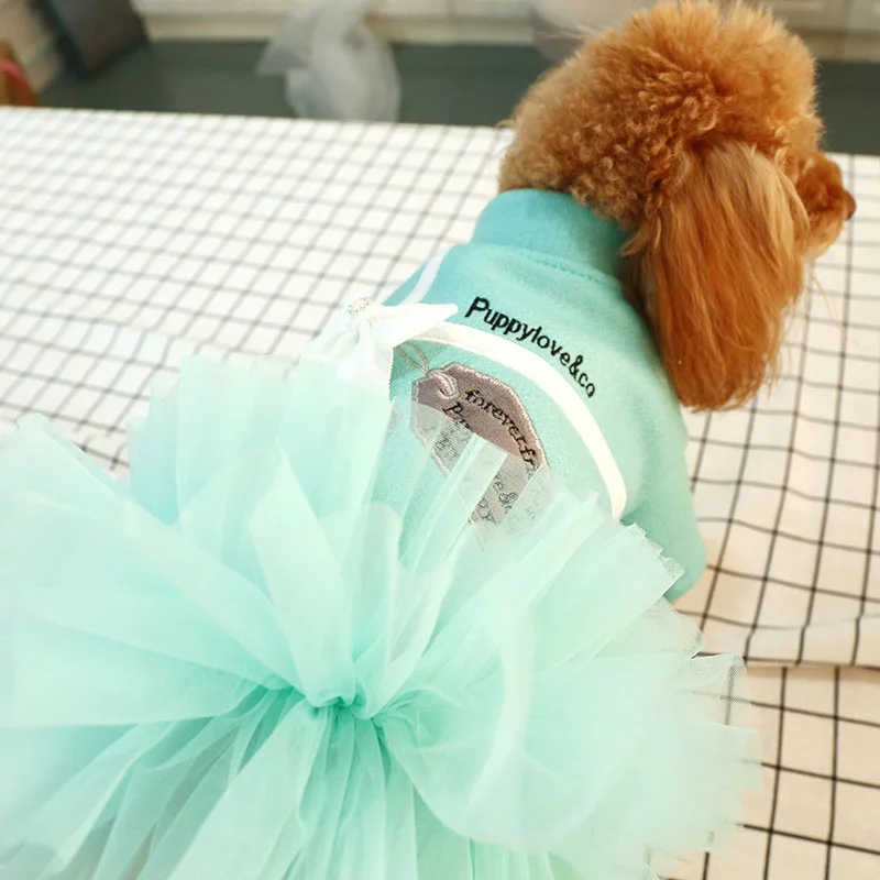 Собак Тедди с юбкой Туту шерстяные женские Стиль галстуком-бабочкой, юбка, платье принцессы кошка костюм doggyz Стиль