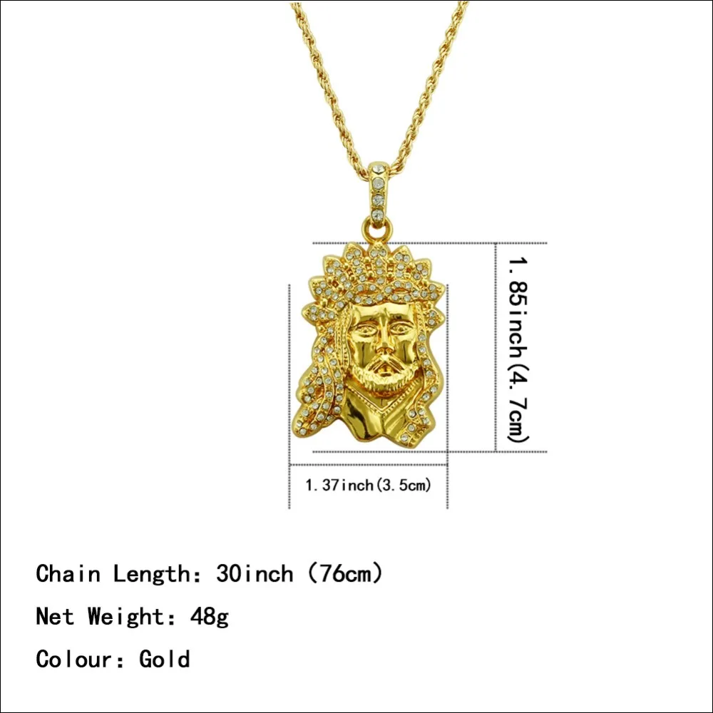 CY & CM хип хоп 24 k золотой цвет ожерелье Christ Piece голова лица Подвески для мужчин и