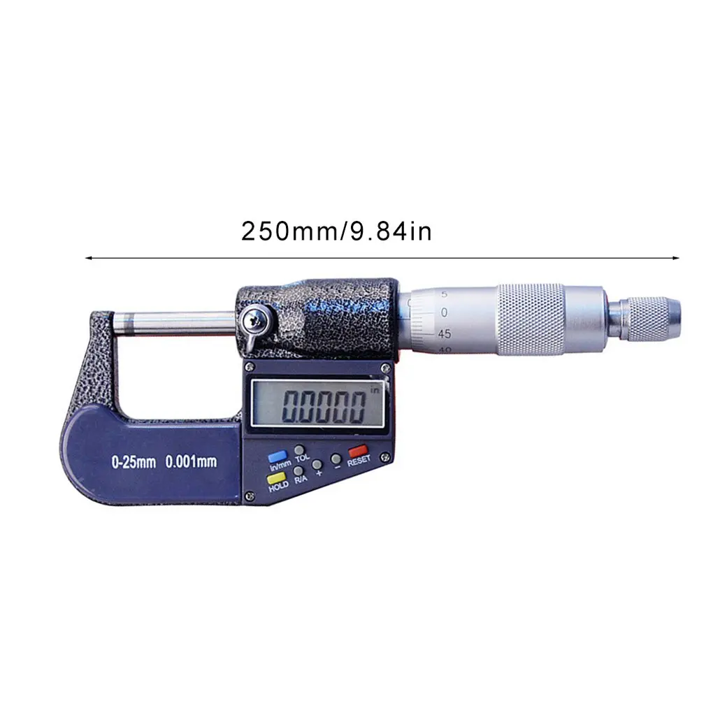 Электронный цифровой микрометр Калибр хромированный наружный диаметр 0 25 50мм 001 мм|Микрометры| |