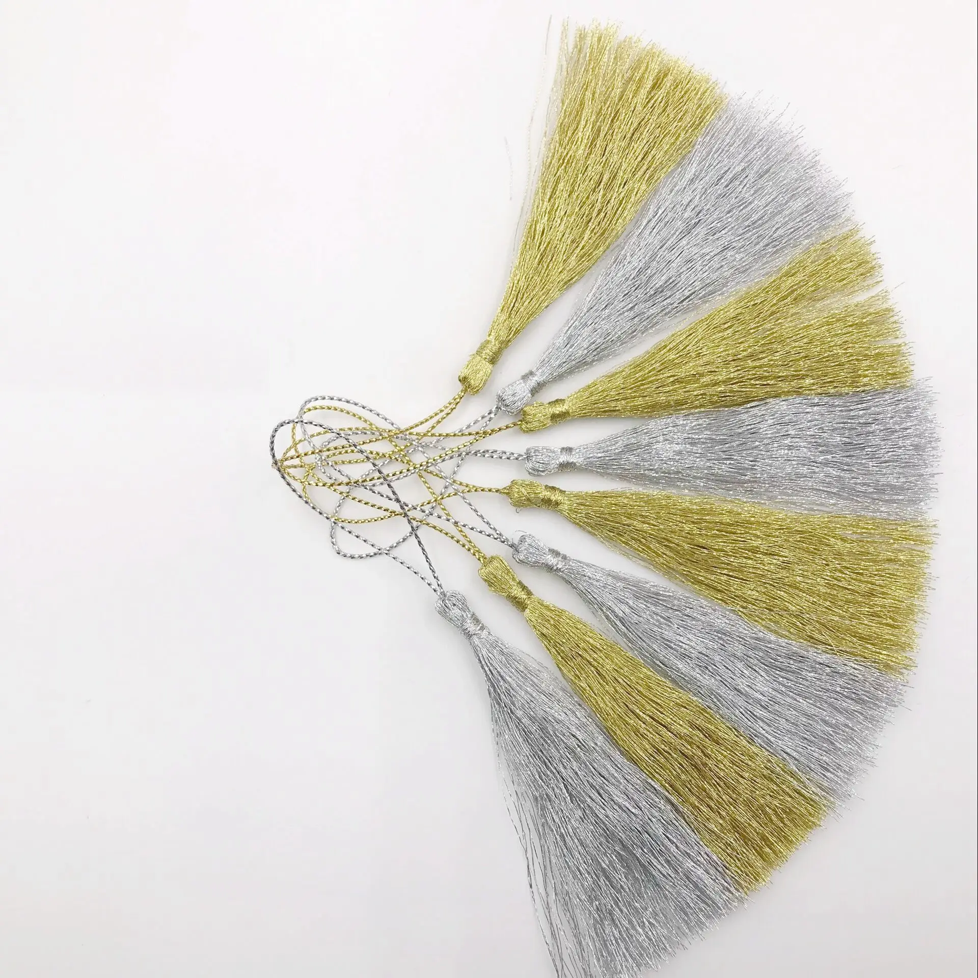50 шт. 13 см Золотой/Серебряный полиэстер кисточка бахрома шелковая нить длинные