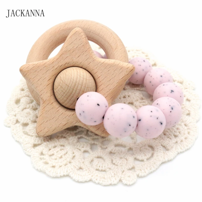 Детский силиконовый браслет для прорезывающихся зубов органический деревянный