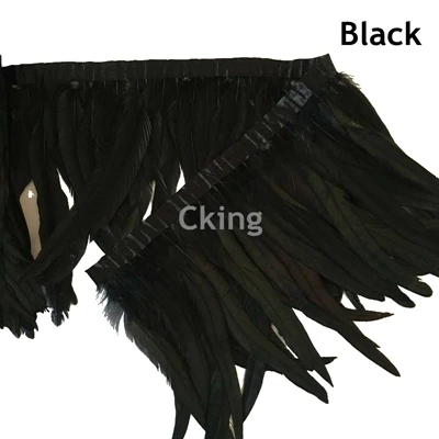 black Прямая с фабрики 35-40 см 14-16 дюймов Окрашенный черный петух/с перьями из хвоста петуха бахрома/отделка для юбки свадебные украшения - Цвет: black