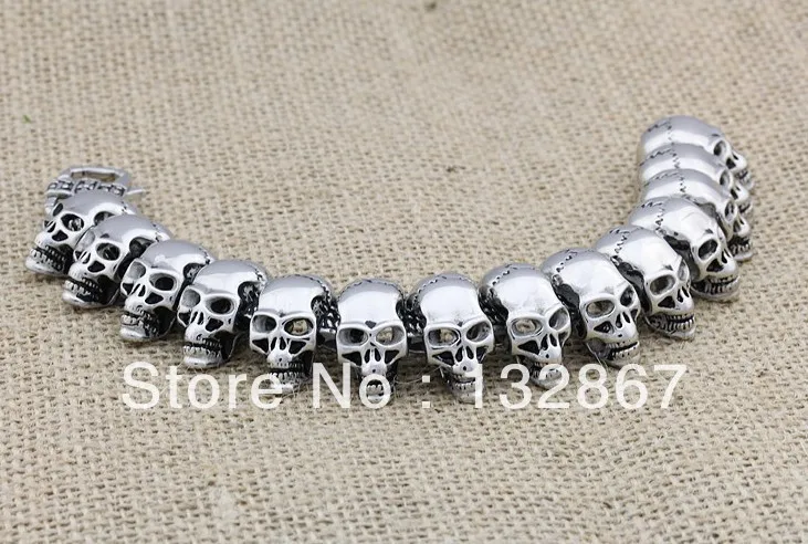 Men's Matt Finished 316L Stainless Steel Skull Bracelet Chain Punk Jewelry 15mm*22cm | Украшения и аксессуары
