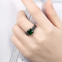 fashion bijoux green cubic zirconia rings for women black gun anniversary ring size 6 7 8 r2008