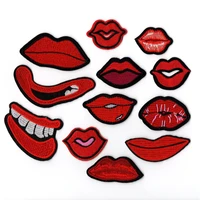 12pcsset mouth iron on patches for clothes jean jackets embroidery patch stickers clothing applique decoration fabrics badge