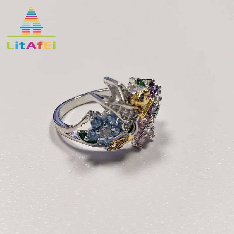 Ring Jewelry Colorful Crystal Flower/Angel Shape for Women Size 5/6/7/8/9/10 Trendy Rings Gift | Украшения и аксессуары
