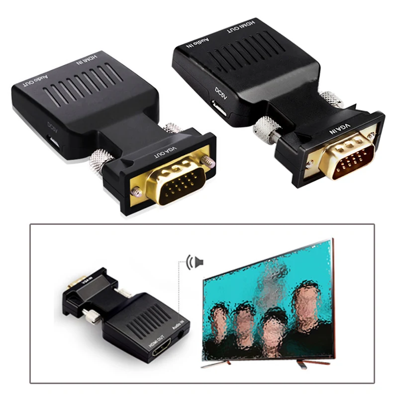 Urijk 1 шт. 40*16 мм HD VGA к HDMI разъемы Адаптер VAG с видео выходом 1080 P для ПК ноутбук